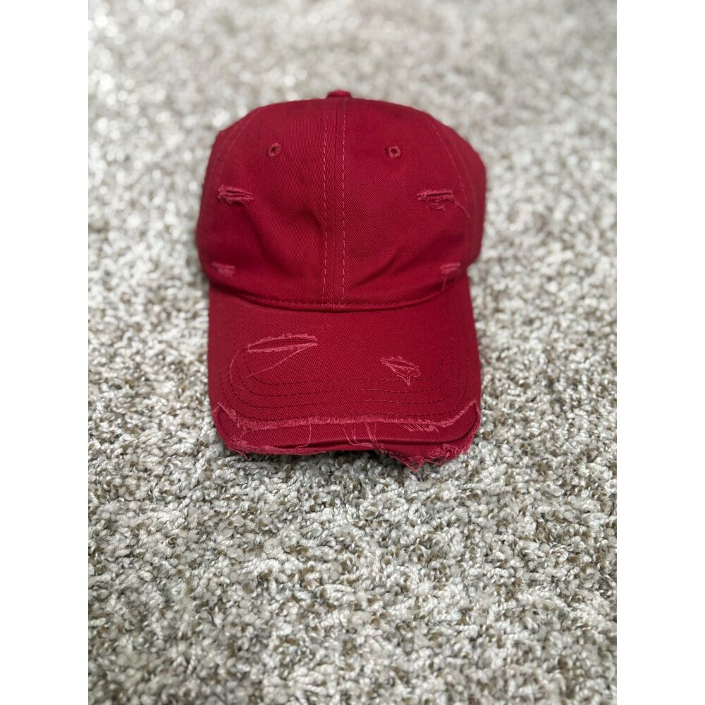 Burgundy Distressed Baseball Cap - Picture 3 of 7